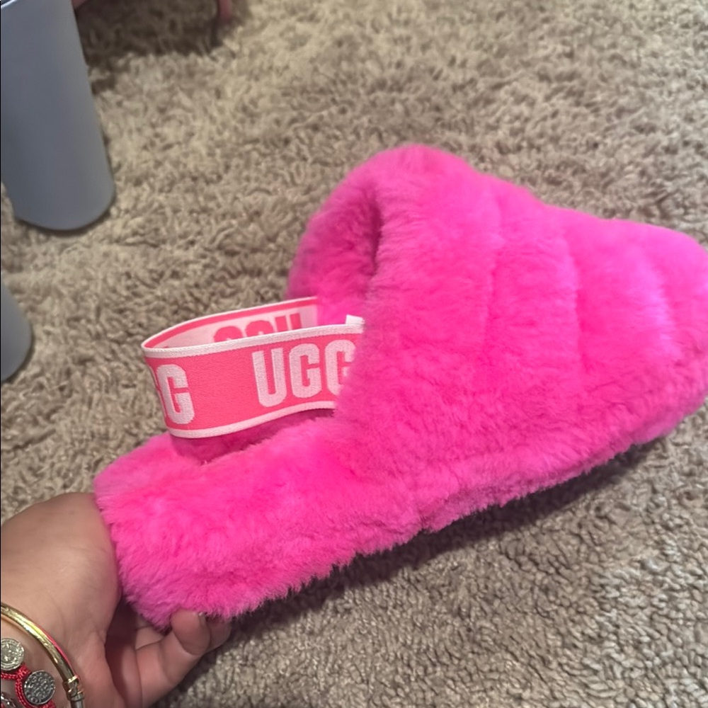 UGG Pink Fluffy Slippers